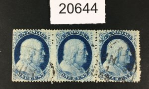 MOMEN: US STAMPS # 24 STRIP OF 3 USED POS.41-43R8 LOT # 20644