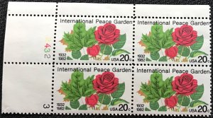 US MNH #2014 Plate Block of 4 UL International Peace Garden SCV $2.00