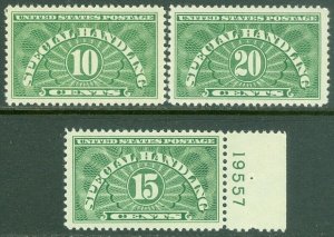 EDW1949SELL : USA 1955 Scott #QE1b-QE3b Very Fine, Mint Never Hinged. Cat $36++