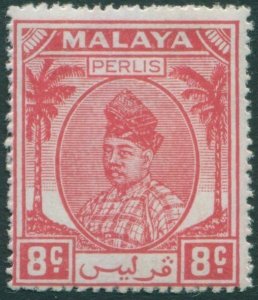 Malaysia Perlis 1951 SG13 8c red Raja Syed Putra MLH