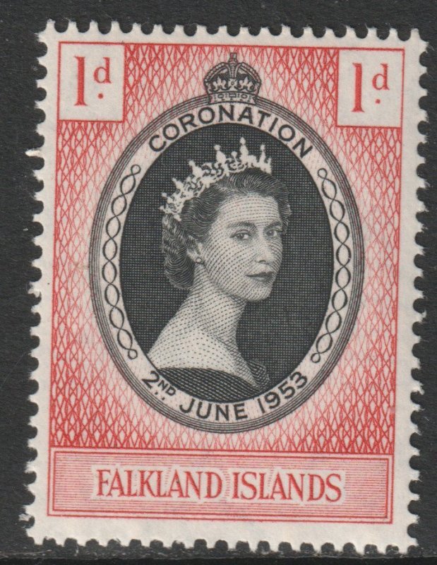 Falkland Islands Scott 121 - SG186, 1953 Coronation 1d MH*