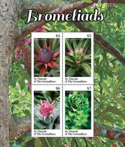 Saint Vincent 2020 - Bromeliads Flowers - Sheet of 4 Stamps - Scott 4182 - MNH