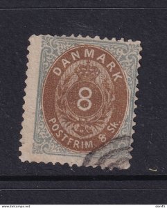 Denmark 1870/1 8sk perf 14 Used Sc 19 Cv $75 15704