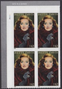 4350 Bette Davis Plate Block MNH