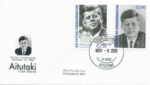 Aitutaki Cook Islands 2013 FDC JFK 50 Year Comm 2v Set Cover John F Kennedy US