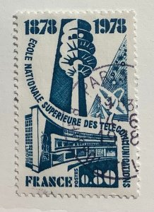 France 1978 Scott 1586 used - 0.80fr, National Telecommunications College, 100th