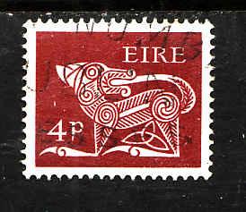 Ireland-Sc#254-used 4p dark red-Dog-Animals-1968-70-