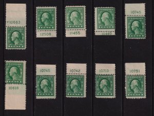 1917 Sc 498 MNH lot of 10 singles, mixed plate numbers Hebert CV $60 (B20