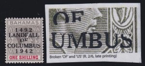 Bahamas, SG 171c, MLH Broken OF and US variety