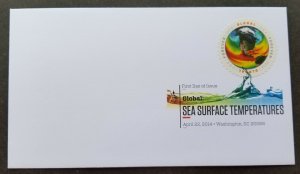 USA US Sea Surface Temperatures 2014 Global (FDC) *odd shape *color PMK *unusual