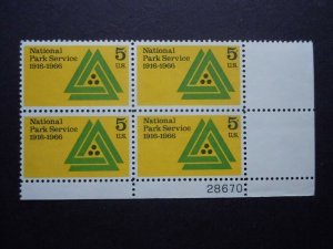 1314a 5c National Parks Plate Block #28670 LR MNH OG VF TAGGED CV $4.50