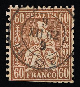 SCARCE GENUINE SCOTT #SWITZERLAND SWISS SCOTT #48 MICHEL #27 USED - ESTATE SALE