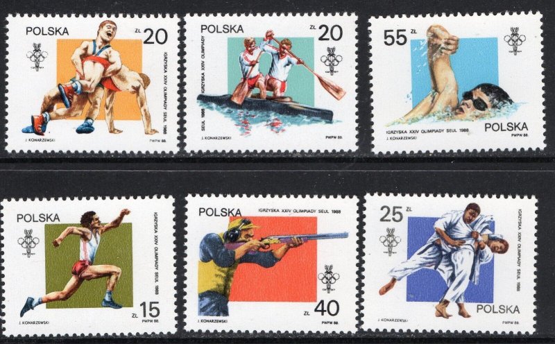 Thematic stamps POLAND 1988 OLYMPICS 3162/7 mint