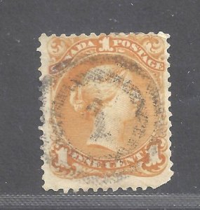 Canada # 23a 1c DEEP ORANGE LARGE QUEEN 2-RING CIRCLE 1 (MONTREAL) BS26522