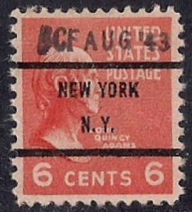 811 6 cent John Q. Adams Precancel Stamp used EGRADED VF 82