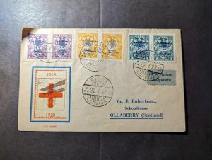1927 Latvia Airmail Cover Riga to Ollaberry Scotland Mr J Robertson