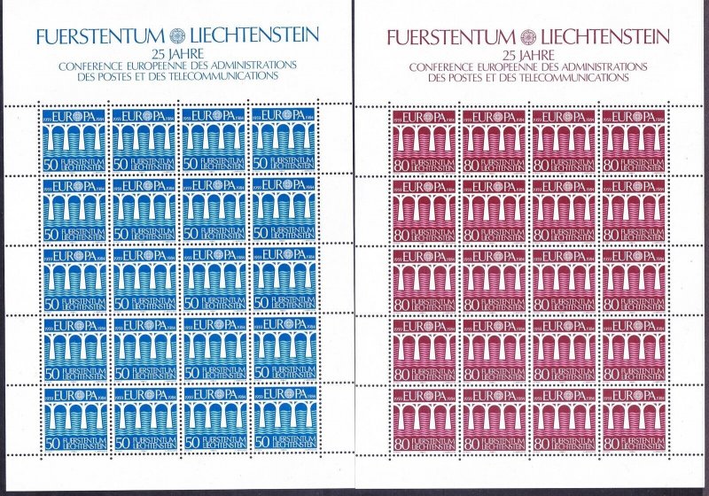 Liechtenstein 779-80 MNH 1984 EUROPA Mini Sheets of 20ea Very Fine