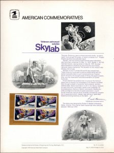 USA # 1529 SKYLAB 8-1/2 X 11 1974 USPS Souvenir Panel commemorating SKYLAB