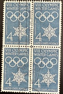 US #1146 Used VF Block of 4 (w/FD Cancel) 4c Winter Olympics 1960 [BB247]