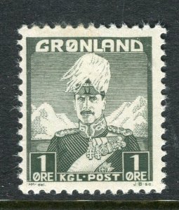 GREENLAND; 1938 early Christian X issue fine Mint hinged 1ore. value