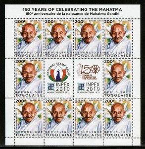 TOGO  150th BIRTH ANNIVERSARY  OF MAHATMA GANDHI SHEET  MINT NH