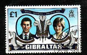 Gibraltar-Sc#406- id5-used set-Royal Wedding-Princess Diana-1981-