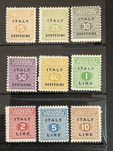 1943 Italy WWII Allied Military Occupation Stamps Complete Set Sc# 1N1-1N9 MH