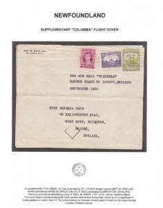 Newfoundland #126 #148 #153 Used On Columbia Flight Cover With Letter Cert.