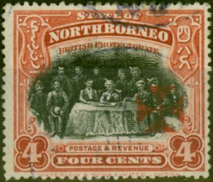 North Borneo 1916 4c Scarlet SG192a P.15 Fine Used