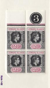 LEEWARD ISLANDS # 122-124 VF-MNH KGV1 CONTROL BLOCKS OF 4