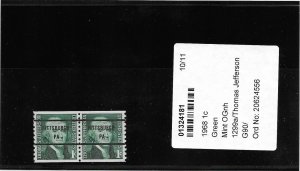 PSE 95 XF-Sup Mint OGnh Scott #1299a -1c Pair-PRECANCELED PITTSBURGH PA