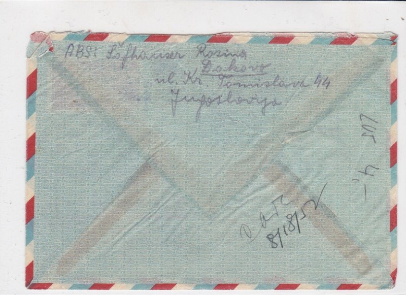 Yugoslavia 1952 Dakovo cancel to U.S.A  Airmail Stamps Cover ref R 17252