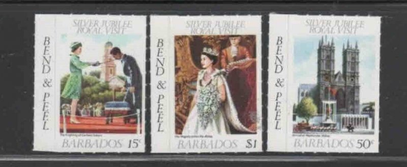 BARBADOS #452-454 1977 QEII SIVER JUBILEE MINT VF NH O.G bb