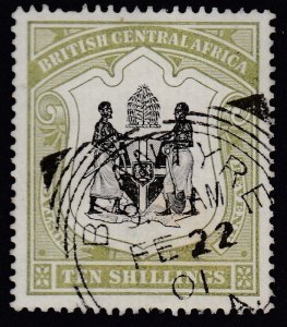 SG 50a British Central Africa 1897-1900. 10/- black & olive-green. Very fine...