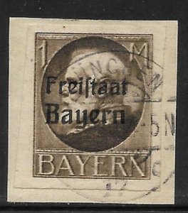 Bavaria - Scott #225 1M Brown Imperf  F VF  Used