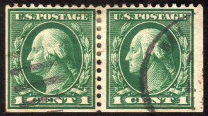 1917, US 1c, Washington, Used pair, Sc 498