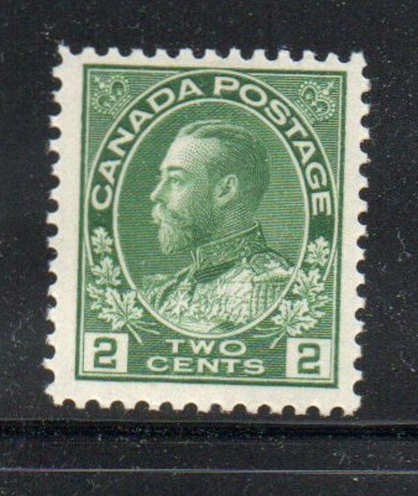 Canada Sc 107 1922 2c yellow green G V Admiral issue stamp mint NH