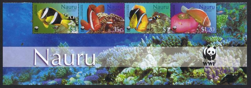 Nauru WWF Anemonefish Strip of 4v with WWF Logo SG#566-569 MI#553-556 SC#514-517