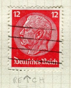 GERMANY; 1933-41 early Hindenburg issue fine used shade of 12pf. value