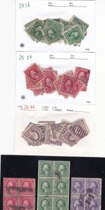 US Washington Franklin  3 unidentified blocks + 75 single issues (111G)