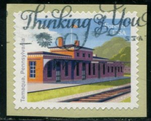 5761 US (63c) Railroad Stations - Tamaqua station SA, used on paper