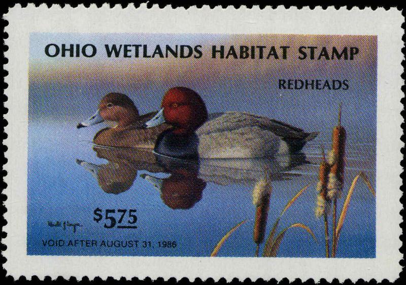 OHIO #04 1985 STATE DUCK STAMP REDHEADS by Ronald Louque