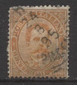 Italy - Scott 47 - King Humbert I -1879 - Used - Single 20c Orange Stamp