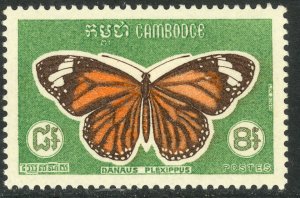 CAMBODIA 1969 8r BUTTERFLY Pictorial Sc 212 MH