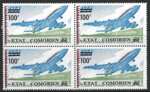 [B1228] Comoro Islands Scott # C86 MNH 1975 Concorde Overprint Block