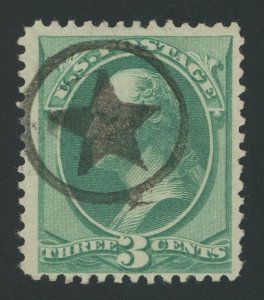 USA 184 - 3 cent Washington F/VF Used PF Cert - 5 point star in circle fancy cxl