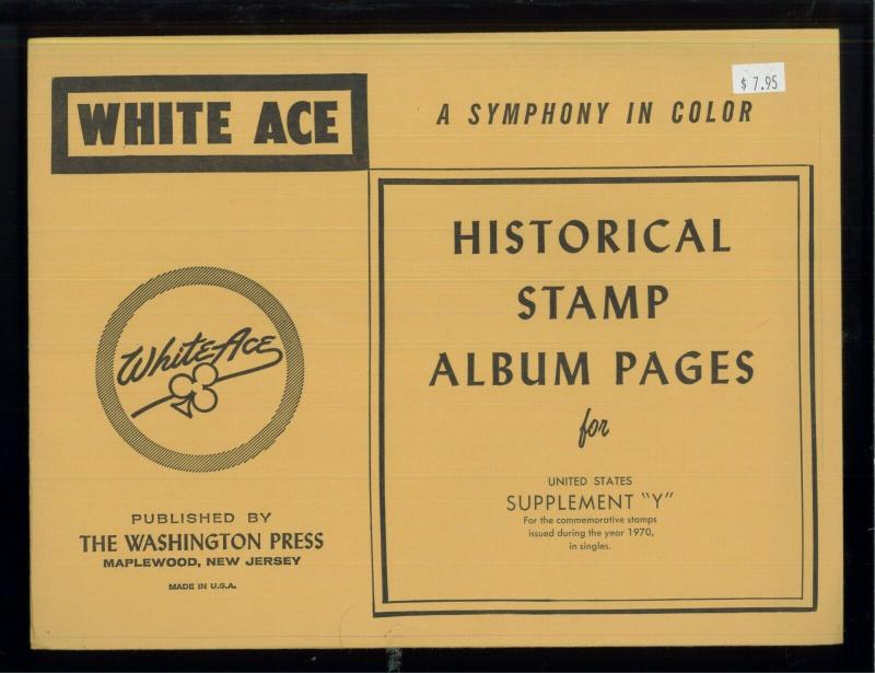 1970 White Ace United States Commemorative Singles Stamp Album Supplements Y