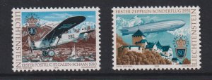 Liechtenstein  #663-664 MNH 1979 MNH  mail plane  Zeppelin   Europa