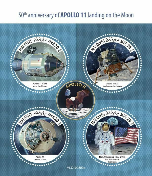 Z08 IMPERF MLD190309a MALDIVES 2019 Apollo 11 Moon Landing MNH ** Postfrisch