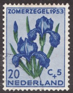1953 Netherlands Sc #B253 - 20+5¢ Anemone Flower. Used semi-postal stamp Cv$10